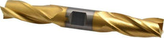 Cleveland - 3/4", 1-5/8" LOC, 3/4" Shank Diam, 5-5/8" OAL, 3 Flute, High Speed Steel Square End Mill - Double End, TiN Finish, Spiral Flute, 30° Helix, Centercutting, Right Hand Cut, Right Hand Flute, Series HD-3 - Americas Industrial Supply