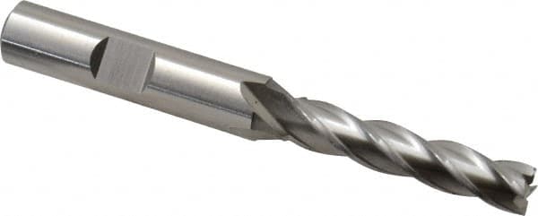 Cleveland - 9/32", 1-3/8" LOC, 3/8" Shank Diam, 3-1/8" OAL, 4 Flute, High Speed Steel Square End Mill - Single End, Uncoated, Spiral Flute, 30° Helix, Centercutting, Right Hand Cut, Right Hand Flute, Series HG-4C - Americas Industrial Supply