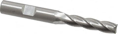 Cleveland - 5/16", 1-3/8" LOC, 3/8" Shank Diam, 3-1/8" OAL, 4 Flute, High Speed Steel Square End Mill - Single End, Uncoated, Spiral Flute, 30° Helix, Centercutting, Right Hand Cut, Right Hand Flute, Series HG-4C - Americas Industrial Supply