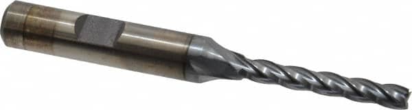 Cleveland - 3/16", 1-1/4" LOC, 3/8" Shank Diam, 3-1/16" OAL, 4 Flute, High Speed Steel Square End Mill - Single End, TiCN Finish, Spiral Flute, 30° Helix, Centercutting, Right Hand Cut, Right Hand Flute, Series HG-4C - Americas Industrial Supply