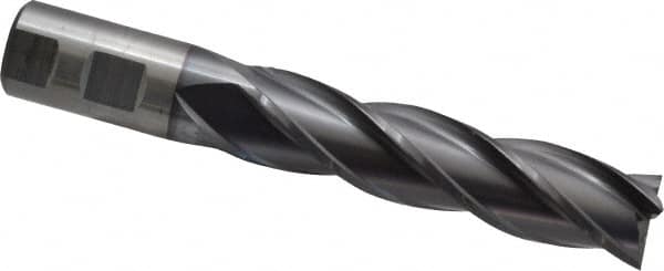 Cleveland - 1", 4" LOC, 1" Shank Diam, 6-1/2" OAL, 4 Flute, High Speed Steel Square End Mill - Single End, TiCN Finish, Spiral Flute, 30° Helix, Centercutting, Right Hand Cut, Right Hand Flute, Series HG-4C - Americas Industrial Supply