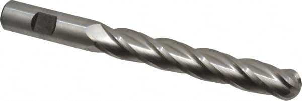 Cleveland - 5/8" Diam, 2-1/2" LOC, 4 Flute High Speed Steel Ball End Mill - Uncoated, Single End, 4-5/8" OAL, 5/8" Shank Diam, Spiral Flute - Americas Industrial Supply