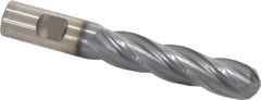 Cleveland - 3/4" Diam, 2" LOC, 4 Flute High Speed Steel Ball End Mill - TiCN Finish, Single End, 5-1/4" OAL, 3/4" Shank Diam, Spiral Flute - Americas Industrial Supply