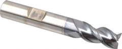 Cleveland - 3/8", 3/4" LOC, 3/8" Shank Diam, 2-1/2" OAL, 3 Flute, Powdered Metal Square End Mill - Single End, TiCN Finish, Spiral Flute, 42° Helix, Centercutting, Right Hand Cut, Right Hand Flute, Series PM-539R - Americas Industrial Supply