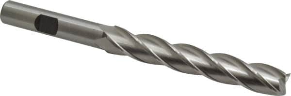 Cleveland - 7/16", 2-3/4" LOC, 3/8" Shank Diam, 4-1/2" OAL, 4 Flute, High Speed Steel Square End Mill - Single End, Uncoated, Spiral Flute, 30° Helix, Centercutting, Right Hand Cut, Right Hand Flute, Series HG-4C - Americas Industrial Supply