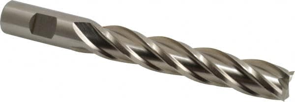 Cleveland - 3/4", 4" LOC, 3/4" Shank Diam, 6-1/4" OAL, 4 Flute, High Speed Steel Square End Mill - Single End, Uncoated, Spiral Flute, 30° Helix, Centercutting, Right Hand Cut, Right Hand Flute, Series HG-4C - Americas Industrial Supply
