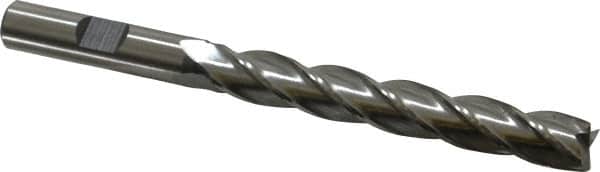 Cleveland - 13/32", 2-3/4" LOC, 3/8" Shank Diam, 4-1/2" OAL, 4 Flute, High Speed Steel Square End Mill - Single End, Uncoated, Spiral Flute, 30° Helix, Centercutting, Right Hand Cut, Right Hand Flute, Series HG-4C - Americas Industrial Supply