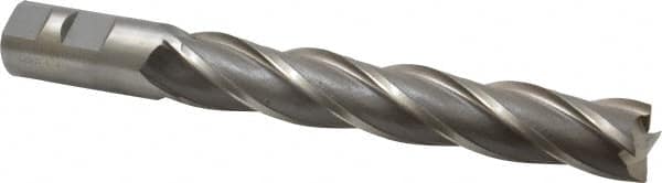 Cleveland - 1", 6" LOC, 1" Shank Diam, 8-1/2" OAL, 4 Flute, High Speed Steel Square End Mill - Single End, Uncoated, Spiral Flute, 30° Helix, Centercutting, Right Hand Cut, Right Hand Flute, Series HG-4C - Americas Industrial Supply