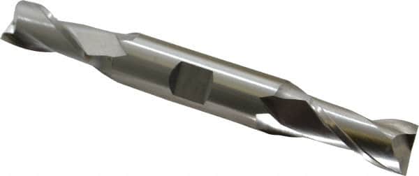 Cleveland - 9/16", 1-1/8" LOC, 5/8" Shank Diam, 5" OAL, 2 Flute, Cobalt Square End Mill - Double End, Uncoated, Spiral Flute, 30° Helix, Centercutting, Right Hand Cut, Right Hand Flute, Series HDC-2 - Americas Industrial Supply