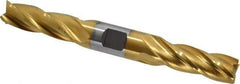 Cleveland - 9/16", 1-3/8" LOC, 5/8" Shank Diam, 5" OAL, 4 Flute, Cobalt Square End Mill - Double End, TiN Finish, Spiral Flute, 30° Helix, Centercutting, Right Hand Cut, Right Hand Flute, Series HDC-4C - Americas Industrial Supply