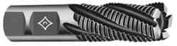 Cleveland - 1/4" Diam, Coarse Pitch, 5/8" LOC, 3 Flute Powdered Metal Roughing Square End Mill - TiN Finish, 2-7/16" OAL, 3/8" Shank Diam, Single End, 30° Helix - Americas Industrial Supply