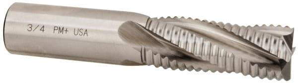 Cleveland - 3/4" Diam, Coarse Pitch, 1-5/8" LOC, 4 Flute Powdered Metal Roughing Square End Mill - Uncoated, 3-7/8" OAL, 3/4" Shank Diam, Single End, 30° Helix - Americas Industrial Supply
