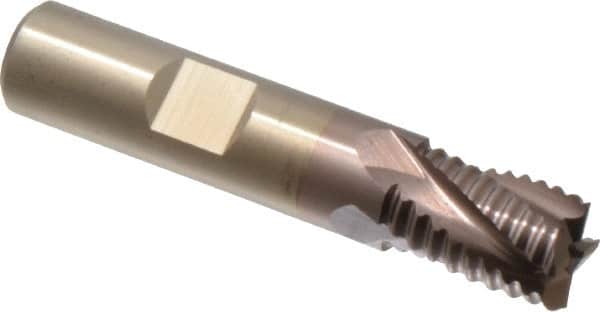 Cleveland - 1/2" Diam, Coarse Pitch, 1/2" LOC, 4 Flute Powdered Metal Roughing Square End Mill - TiCN Finish, 2-1/2" OAL, 1/2" Shank Diam, Single End, 30° Helix - Americas Industrial Supply