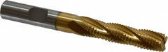 Cleveland - 3/8" Diam, Coarse Pitch, 1-1/2" LOC, 4 Flute Powdered Metal Roughing Square End Mill - TiN Finish, 3-1/4" OAL, 3/8" Shank Diam, Single End, 30° Helix - Americas Industrial Supply