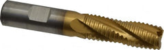 Cleveland - 5/8" Diam, Coarse Pitch, 1-5/8" LOC, 4 Flute Powdered Metal Roughing Square End Mill - TiN Finish, 3-3/4" OAL, 5/8" Shank Diam, Single End, 30° Helix - Americas Industrial Supply