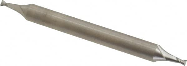Cleveland - 1/16", 3/32" LOC, 3/16" Shank Diam, 2" OAL, 2 Flute, Cobalt Square End Mill - Double End, Uncoated, Spiral Flute, 30° Helix, Centercutting, Right Hand Cut, Right Hand Flute, Series HMDC-2 - Americas Industrial Supply