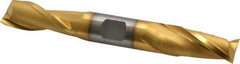 Cleveland - 5/8", 1-1/8" LOC, 5/8" Shank Diam, 5" OAL, 2 Flute, Cobalt Square End Mill - Double End, TiN Finish, Spiral Flute, 30° Helix, Centercutting, Right Hand Cut, Right Hand Flute, Series HDC-2 - Americas Industrial Supply