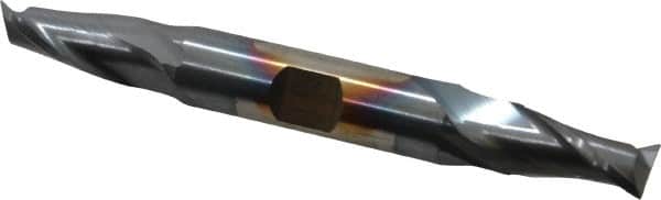 Cleveland - 7/16", 13/16" LOC, 1/2" Shank Diam, 4-1/8" OAL, 2 Flute, Cobalt Square End Mill - Double End, TiCN Finish, Spiral Flute, 30° Helix, Centercutting, Right Hand Cut, Right Hand Flute, Series HDC-2 - Americas Industrial Supply