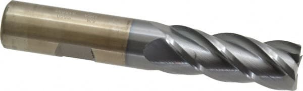 Cleveland - 5/8", 1-5/8" LOC, 5/8" Shank Diam, 3-3/4" OAL, 4 Flute, Powdered Metal Square End Mill - Single End, TiCN Finish, Spiral Flute, 37° Helix, Centercutting, Right Hand Cut, Right Hand Flute, Series PM-4 - Americas Industrial Supply