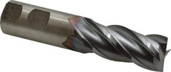 Cleveland - 7/8", 1-7/8" LOC, 7/8" Shank Diam, 4-1/8" OAL, 4 Flute, Powdered Metal Square End Mill - Single End, TiCN Finish, Spiral Flute, 37° Helix, Centercutting, Right Hand Cut, Right Hand Flute, Series PM-4 - Americas Industrial Supply