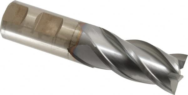 Cleveland - 1", 2" LOC, 1" Shank Diam, 4-1/2" OAL, 4 Flute, Powdered Metal Square End Mill - Single End, TiCN Finish, Spiral Flute, 37° Helix, Centercutting, Right Hand Cut, Right Hand Flute, Series PM-4 - Americas Industrial Supply