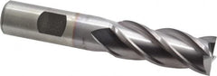 Cleveland - 11/16", 1-5/8" LOC, 5/8" Shank Diam, 3-3/4" OAL, 4 Flute, Powdered Metal Square End Mill - Single End, TiCN Finish, Spiral Flute, 37° Helix, Centercutting, Right Hand Cut, Right Hand Flute, Series PM-4 - Americas Industrial Supply