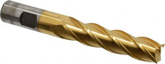 Cleveland - 3/4", 50.8mm LOC, 3/4" Shank Diam, 5-1/4" OAL, 4 Flute, Powdered Metal Square End Mill - Single End, TiN Finish, Spiral Flute, 37° Helix, Centercutting, Right Hand Cut, Right Hand Flute, Series PM-4 - Americas Industrial Supply