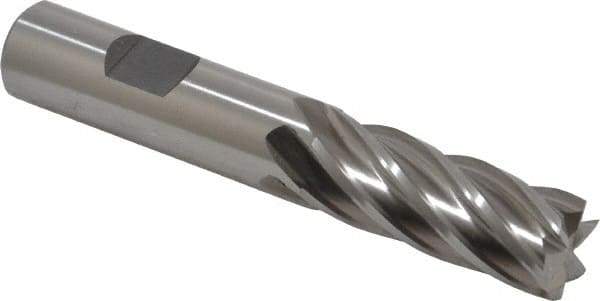 Cleveland - 5/8", 1-5/8" LOC, 5/8" Shank Diam, 3-1/4" OAL, 6 Flute, Cobalt Square End Mill - Single End, Uncoated, Spiral Flute, 30° Helix, Centercutting, Right Hand Cut, Right Hand Flute, Series HGC-4C - Americas Industrial Supply