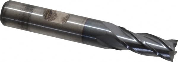 Cleveland - 5/16", 3/4" LOC, 3/8" Shank Diam, 2-1/2" OAL, 4 Flute, Cobalt Square End Mill - Single End, TiCN Finish, Spiral Flute, 30° Helix, Centercutting, Right Hand Cut, Right Hand Flute, Series HGC-4C - Americas Industrial Supply