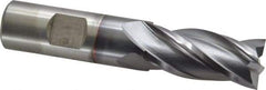 Cleveland - 3/4", 1-5/8" LOC, 3/4" Shank Diam, 3-7/8" OAL, 4 Flute, Cobalt Square End Mill - Single End, TiCN Finish, Spiral Flute, 30° Helix, Centercutting, Right Hand Cut, Right Hand Flute, Series HGC-4C - Americas Industrial Supply