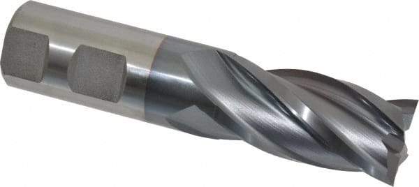 Cleveland - 1", 2" LOC, 1" Shank Diam, 4-1/2" OAL, 4 Flute, Cobalt Square End Mill - Single End, TiCN Finish, Spiral Flute, 30° Helix, Centercutting, Right Hand Cut, Right Hand Flute, Series HGC-4C - Americas Industrial Supply