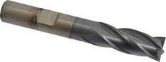Cleveland - 13/32", 1" LOC, 3/8" Shank Diam, 2-11/16" OAL, 4 Flute, Cobalt Square End Mill - Single End, TiCN Finish, Spiral Flute, 30° Helix, Centercutting, Right Hand Cut, Right Hand Flute, Series HGC-4C - Americas Industrial Supply