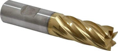 Cleveland - 3/4", 1-5/8" LOC, 3/4" Shank Diam, 3-7/8" OAL, 6 Flute, Cobalt Square End Mill - Single End, TiN Finish, Spiral Flute, 30° Helix, Centercutting, Right Hand Cut, Right Hand Flute, Series HGC-4C - Americas Industrial Supply