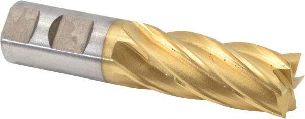 Cleveland - 1", 2" LOC, 1" Shank Diam, 4-1/2" OAL, 6 Flute, Cobalt Square End Mill - Single End, TiN Finish, Spiral Flute, 30° Helix, Centercutting, Right Hand Cut, Right Hand Flute, Series HGC-4C - Americas Industrial Supply