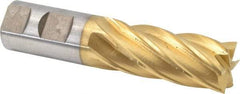Cleveland - 1", 2" LOC, 1" Shank Diam, 4-1/2" OAL, 6 Flute, Cobalt Square End Mill - Single End, TiN Finish, Spiral Flute, 30° Helix, Centercutting, Right Hand Cut, Right Hand Flute, Series HGC-4C - Americas Industrial Supply