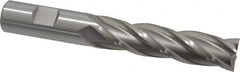 Cleveland - 3/4", 50.8mm LOC, 3/4" Shank Diam, 5-1/4" OAL, 4 Flute, Cobalt Square End Mill - Single End, Uncoated, Spiral Flute, 30° Helix, Centercutting, Right Hand Cut, Right Hand Flute, Series HGC-4C - Americas Industrial Supply