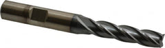 Cleveland - 5/16", 1-3/8" LOC, 3/8" Shank Diam, 3-1/8" OAL, 4 Flute, Cobalt Square End Mill - Single End, TiCN Finish, Spiral Flute, 30° Helix, Centercutting, Right Hand Cut, Right Hand Flute, Series HGC-4C - Americas Industrial Supply