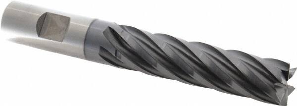 Cleveland - 3/4", 3" LOC, 3/4" Shank Diam, 5-1/4" OAL, 6 Flute, Cobalt Square End Mill - Single End, TiCN Finish, Spiral Flute, 30° Helix, Centercutting, Right Hand Cut, Right Hand Flute, Series HGC-4C - Americas Industrial Supply