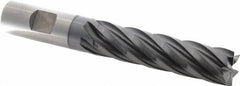 Cleveland - 3/4", 3" LOC, 3/4" Shank Diam, 5-1/4" OAL, 6 Flute, Cobalt Square End Mill - Single End, TiCN Finish, Spiral Flute, 30° Helix, Centercutting, Right Hand Cut, Right Hand Flute, Series HGC-4C - Americas Industrial Supply