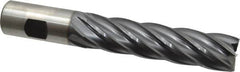 Cleveland - 1", 4" LOC, 1" Shank Diam, 6-1/2" OAL, 6 Flute, Cobalt Square End Mill - Single End, TiCN Finish, Spiral Flute, 30° Helix, Centercutting, Right Hand Cut, Right Hand Flute, Series HGC-4C - Americas Industrial Supply