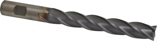 Cleveland - 5/8", 4" LOC, 5/8" Shank Diam, 6-1/8" OAL, 4 Flute, Cobalt Square End Mill - Single End, TiCN Finish, Spiral Flute, 30° Helix, Centercutting, Right Hand Cut, Right Hand Flute, Series HGC-4C - Americas Industrial Supply
