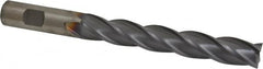 Cleveland - 5/8", 4" LOC, 5/8" Shank Diam, 6-1/8" OAL, 4 Flute, Cobalt Square End Mill - Single End, TiCN Finish, Spiral Flute, 30° Helix, Centercutting, Right Hand Cut, Right Hand Flute, Series HGC-4C - Americas Industrial Supply