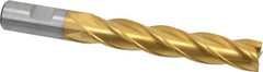 Cleveland - 3/4", 4" LOC, 3/4" Shank Diam, 6-1/4" OAL, 4 Flute, Cobalt Square End Mill - Single End, TiN Finish, Spiral Flute, 30° Helix, Centercutting, Right Hand Cut, Right Hand Flute, Series HGC-4C - Americas Industrial Supply