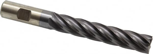 Cleveland - 3/4", 4" LOC, 3/4" Shank Diam, 6-1/4" OAL, 6 Flute, Cobalt Square End Mill - Single End, TiCN Finish, Spiral Flute, 30° Helix, Centercutting, Right Hand Cut, Right Hand Flute, Series HGC-4C - Americas Industrial Supply