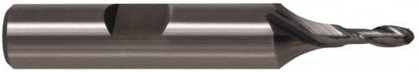 Cleveland - 5/8" Diam, 1-3/8" LOC, 2 Flute Cobalt Ball End Mill - TiN Finish, Single End, 3-3/4" OAL, 5/8" Shank Diam, Spiral Flute - Americas Industrial Supply