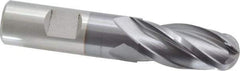 Cleveland - 3/4" Diam, 1-5/8" LOC, 4 Flute Cobalt Ball End Mill - TiCN Finish, Single End, 3-7/8" OAL, 3/4" Shank Diam, Spiral Flute - Americas Industrial Supply