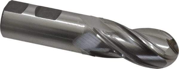 Cleveland - 1" Diam, 2" LOC, 4 Flute Cobalt Ball End Mill - Uncoated, Single End, 4-1/2" OAL, 1" Shank Diam, Spiral Flute - Americas Industrial Supply