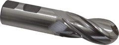 Cleveland - 1" Diam, 2" LOC, 4 Flute Cobalt Ball End Mill - Uncoated, Single End, 4-1/2" OAL, 1" Shank Diam, Spiral Flute - Americas Industrial Supply