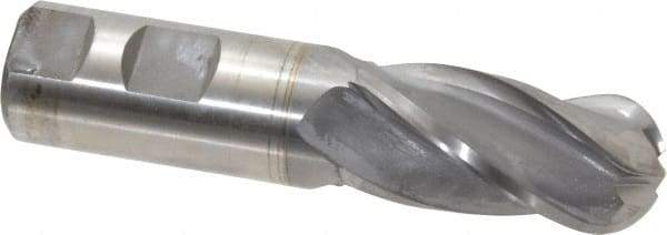 Cleveland - 1" Diam, 2" LOC, 4 Flute Cobalt Ball End Mill - TiCN Finish, Single End, 4-1/2" OAL, 1" Shank Diam, Spiral Flute - Americas Industrial Supply
