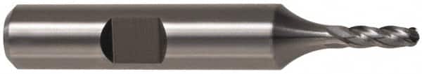 Cleveland - 1" Diam, 2" LOC, 4 Flute Cobalt Ball End Mill - TiN Finish, Single End, 4-1/2" OAL, 1" Shank Diam, Spiral Flute - Americas Industrial Supply